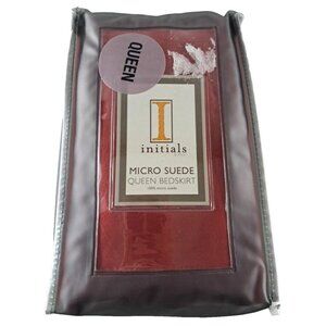 NEW Initials Bedskirt Queen Burgundy Microfiber Micro Suede Soft Elegant Regal